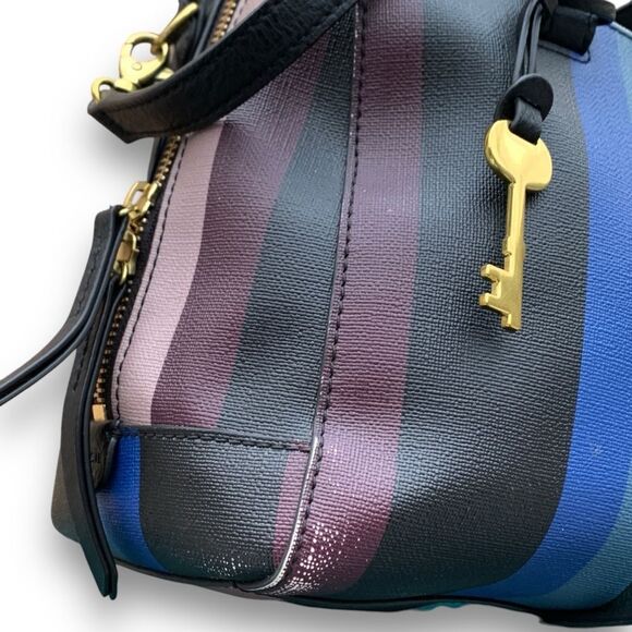 Fossil Sydney Striped Satchel Purse Handbag Multicolor Shoulder Crossbody Bag - Picture 4 of 13